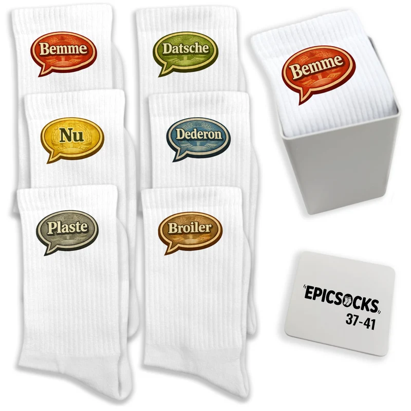 epicsocks Ostdeutscher Dialekt Socken in 37-41 im 6er Set in Geschenkdose im 6er Set in Geschenkbox