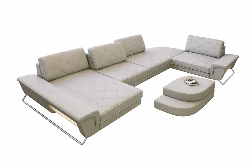 Leder Couch Bari U-Form