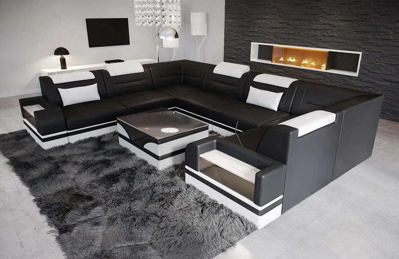 Leder Couch Trivento U-Form