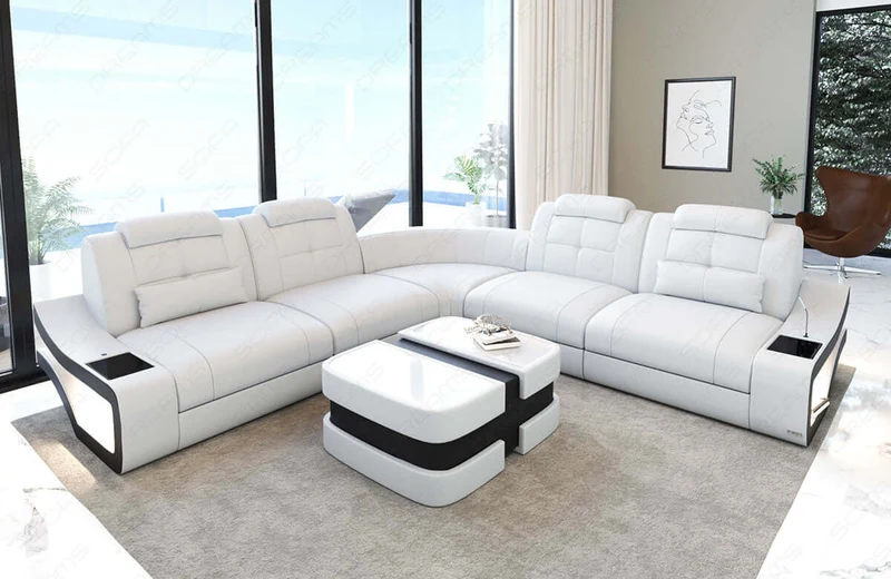 Mini Ecksofa Elena L-Form in Leder