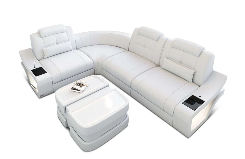 Mini Couch Elena L-Form in Leder