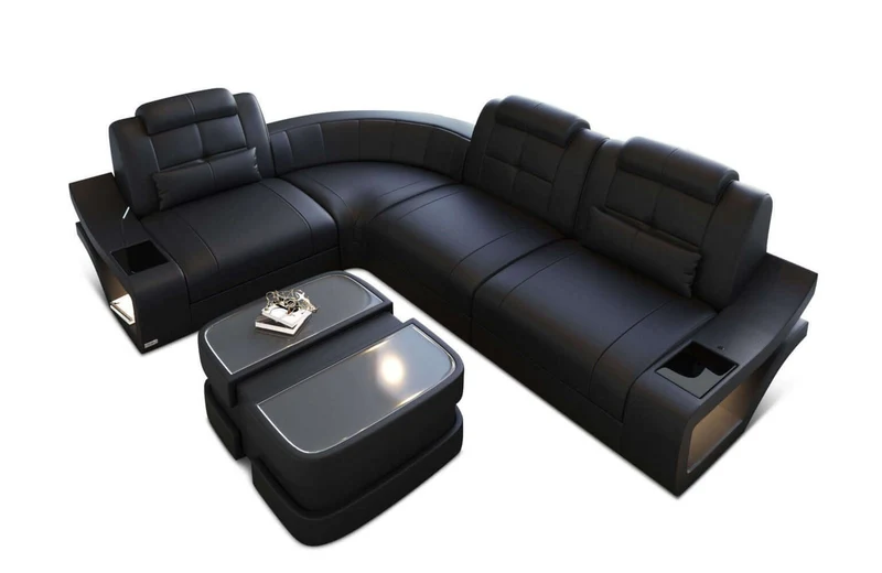 Mini Couch Elena L-Form in Leder