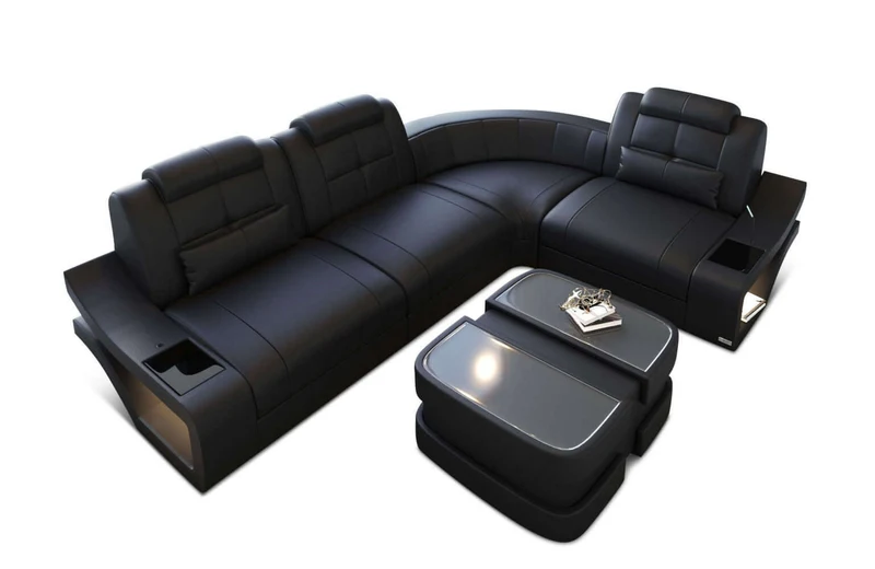 Mini Couch Elena L-Form in Leder