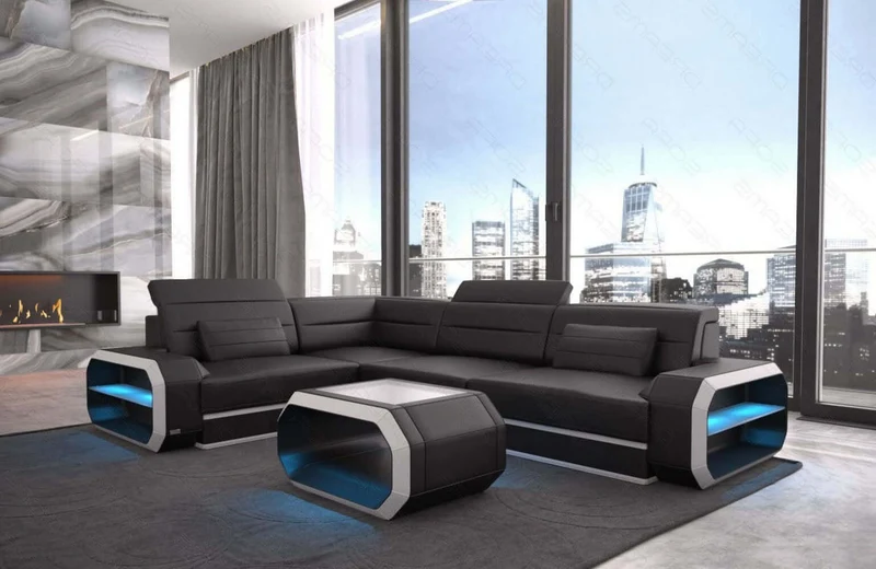Couch Verona L-Form in Leder