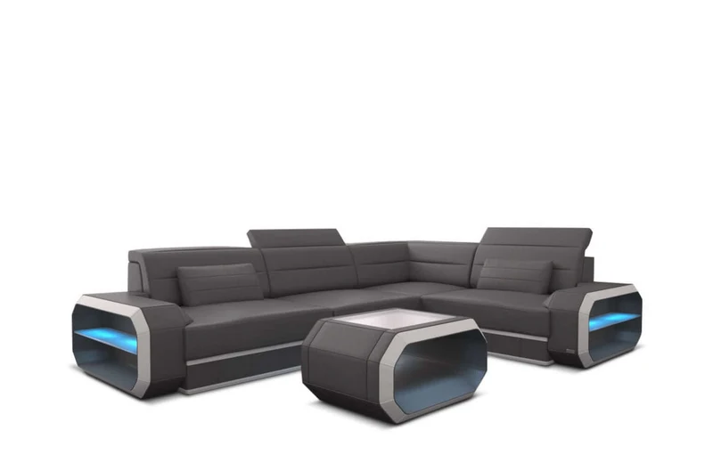 Mini Couch Verona L-Form in Leder