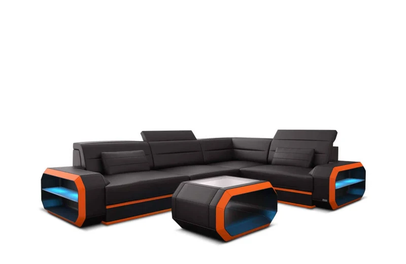 Mini Couch Verona L-Form in Leder