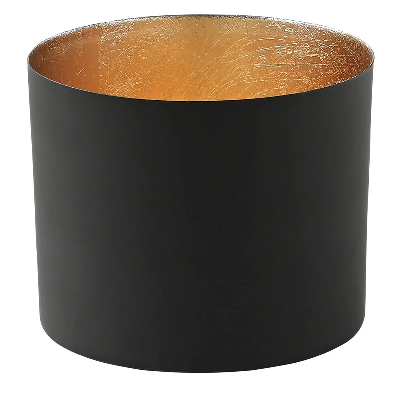 Windlicht schwarz-goldfarben groß