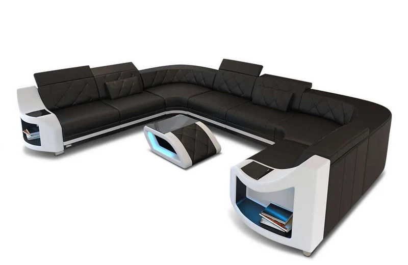 Designsofa Genua U-Form aus Leder