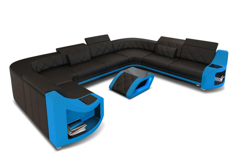Designsofa Genua U-Form aus Leder