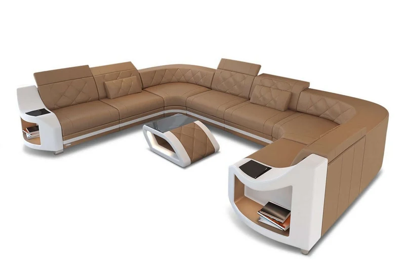 Designsofa Genua U-Form aus Leder