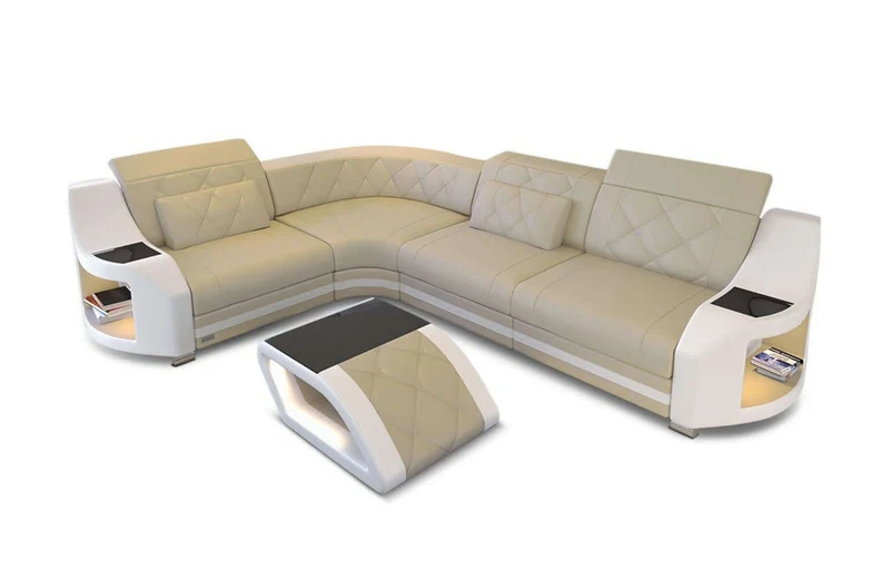 Mini Ecksofa Genua L-Form in Leder