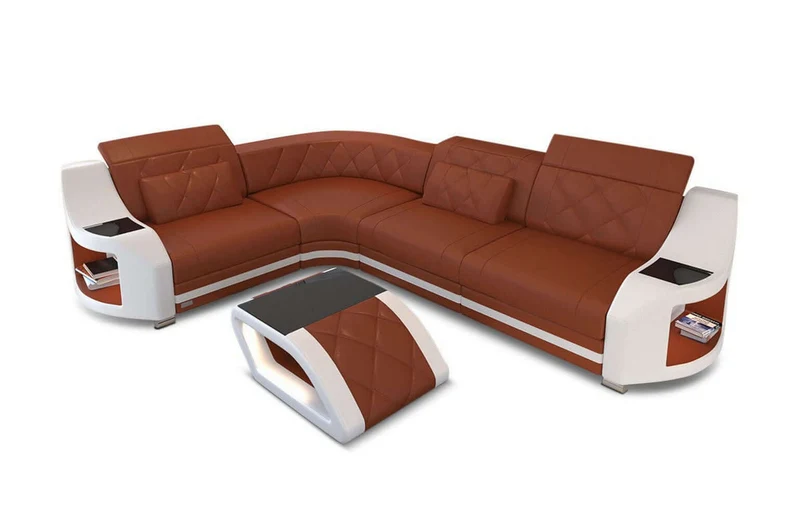 Mini Ecksofa Genua L-Form in Leder