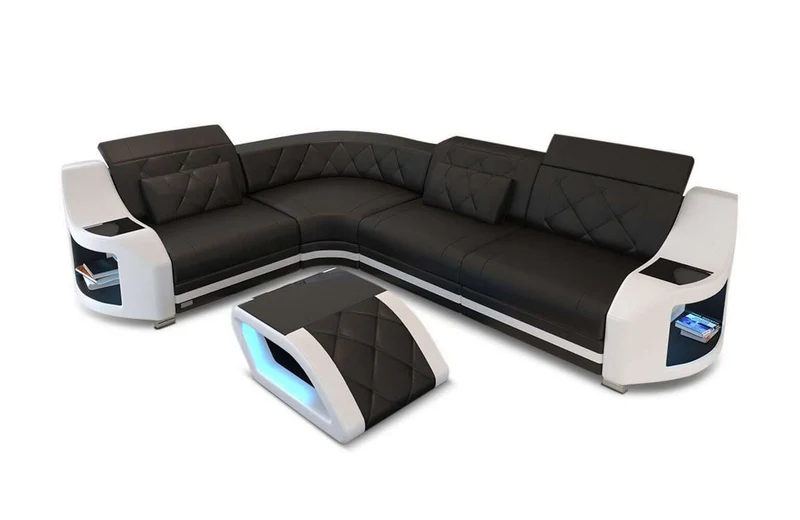 Mini Ecksofa Genua L-Form in Leder
