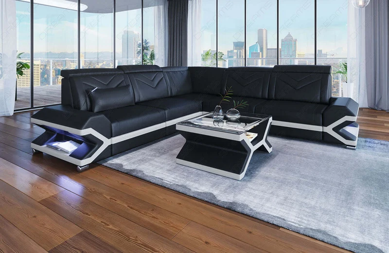 Mini Couch Sorrento L-Form in Leder