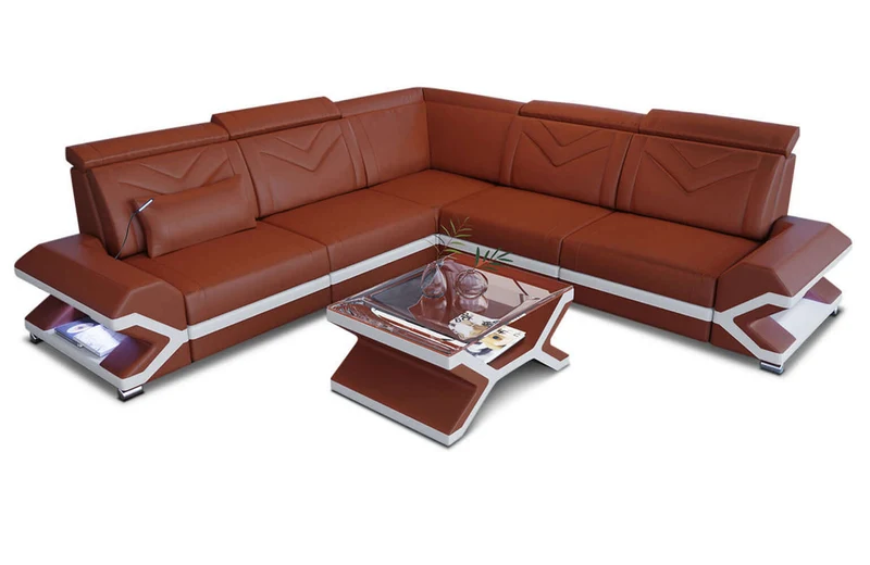 Mini Couch Sorrento L-Form in Leder
