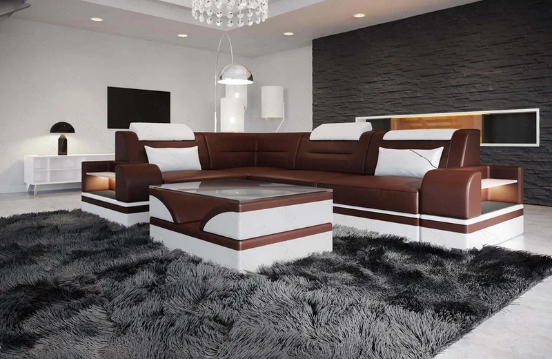 Mini Ecksofa Trivento Kompakt L-Form in Leder