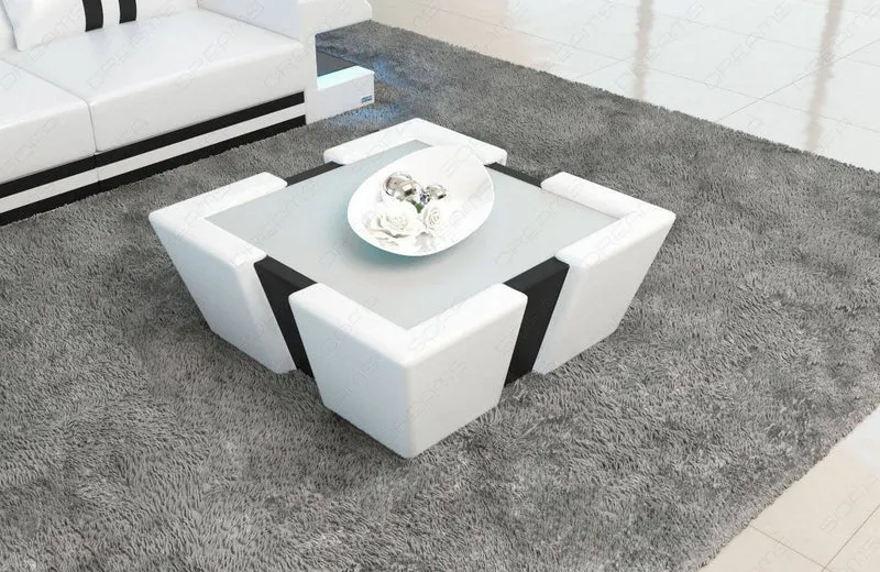 Couchtisch Apollonia LED in Leder