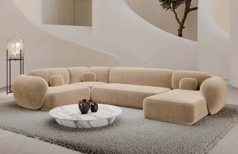 Wohnlandschaft Altea U-Form aus Stoff