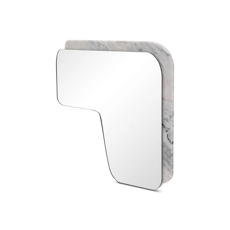 Casa Padrino Luxus Wandspiegel Weiß 90 x 90 x H. 4 cm - Wandspiegel mit Marmor - Moderne Wohnzimmer Möbel - Luxus Qualität