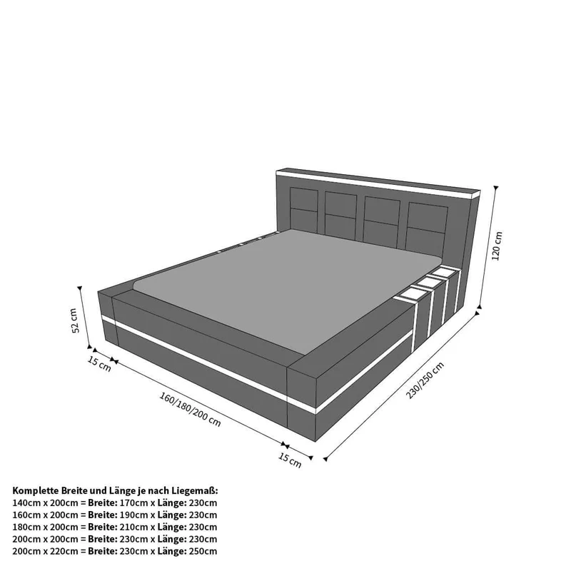 Wasserbett Asti 180x200 Schwarz-Weiß