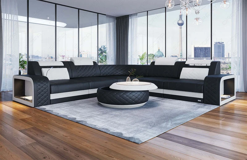 Couch Foggia L-Form in Leder