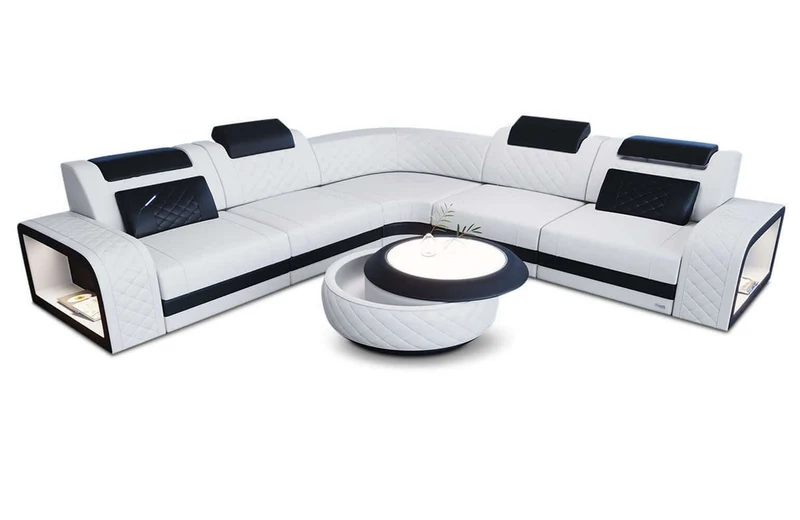Mini Couch Foggia L-Form in Leder