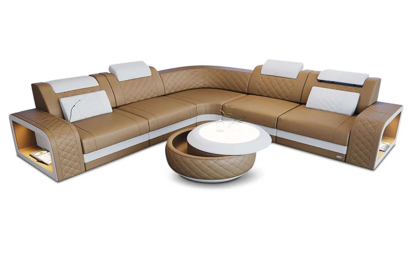 Mini Couch Foggia L-Form in Leder