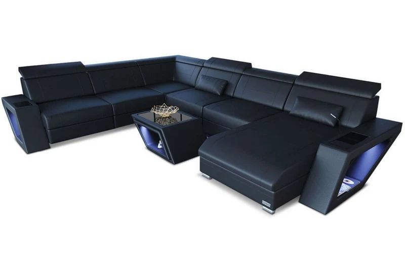 Mini XXL Wohnlandschaft Catania U-Form in Leder