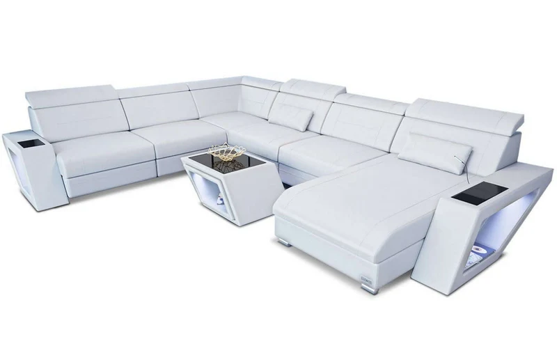 Mini XXL Wohnlandschaft Catania U-Form in Leder