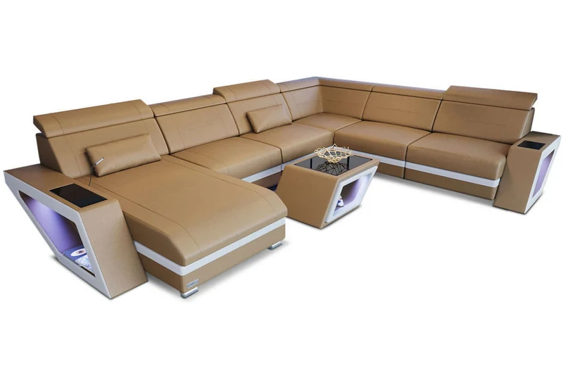 Mini XXL Wohnlandschaft Catania U-Form in Leder