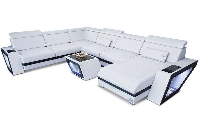 Mini XXL Wohnlandschaft Catania U-Form in Leder