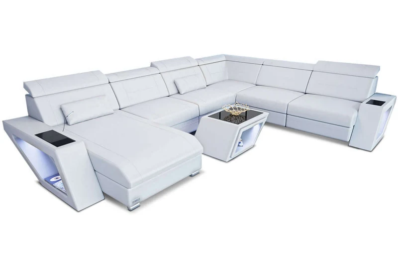 Mini XXL Wohnlandschaft Catania U-Form in Leder
