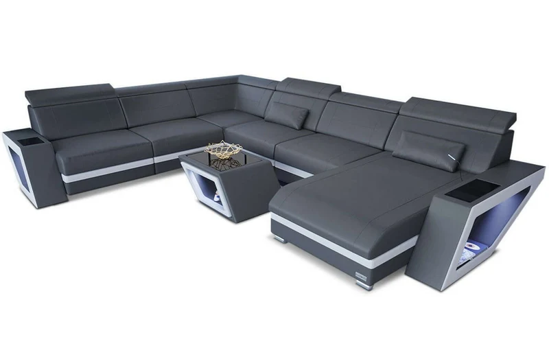 Mini XXL Wohnlandschaft Catania U-Form in Leder