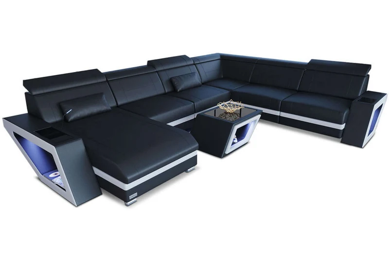 Mini XXL Wohnlandschaft Catania U-Form in Leder