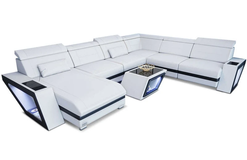 Mini XXL Wohnlandschaft Catania U-Form in Leder