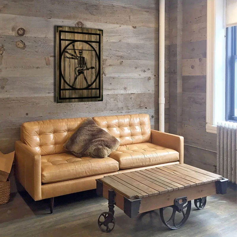 Wandbild Holz Skelett Gruselige