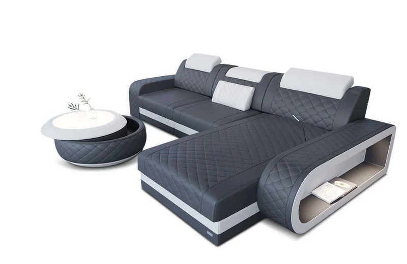 Mini Ecksofa Berlin L-Form in Leder
