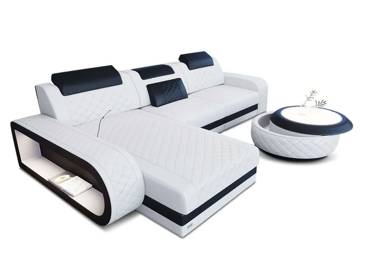 Mini Ecksofa Berlin L-Form in Leder