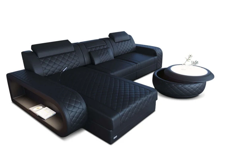 Mini Ecksofa Berlin L-Form in Leder