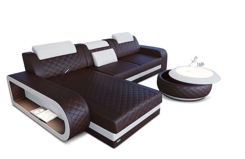 Mini Ecksofa Berlin L-Form in Leder