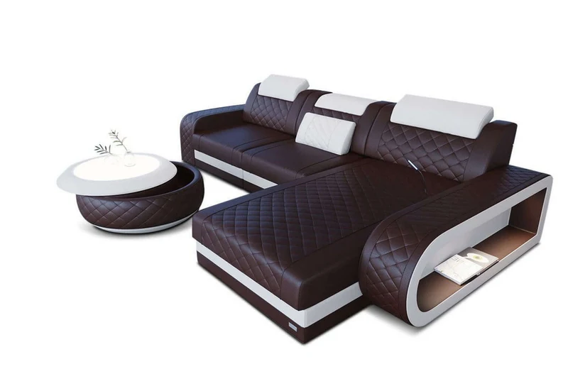 Mini Ecksofa Berlin L-Form in Leder