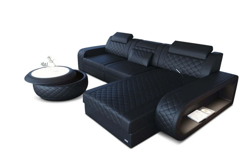 Mini Ecksofa Berlin L-Form in Leder