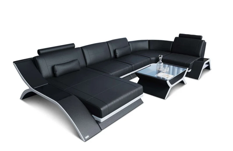Designsofa Calabria U-Form aus Leder
