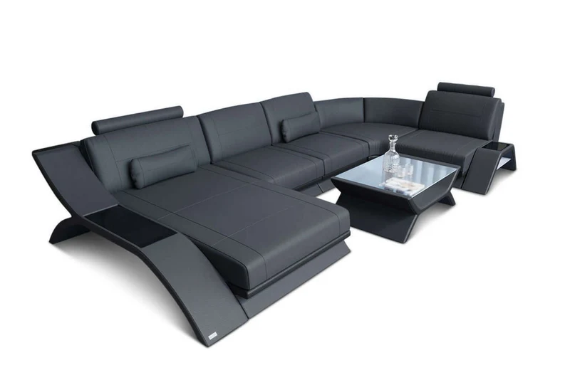 Designsofa Calabria U-Form aus Leder