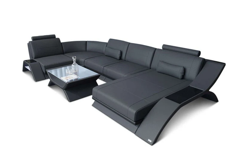 Designsofa Calabria U-Form aus Leder