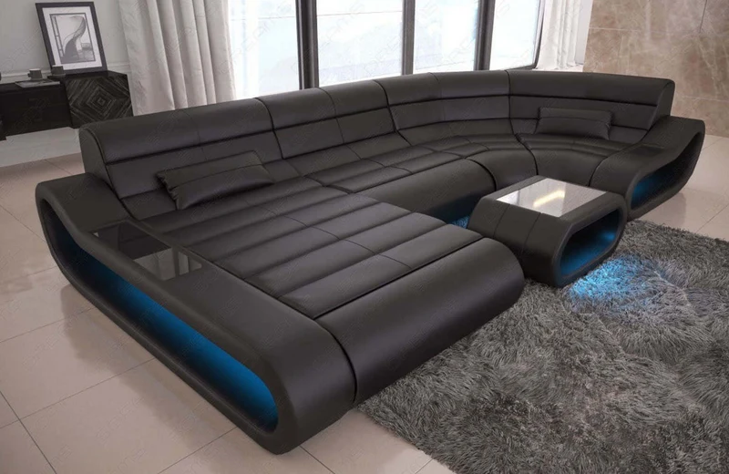 Wohnlandschaft Concept U-Form aus Leder