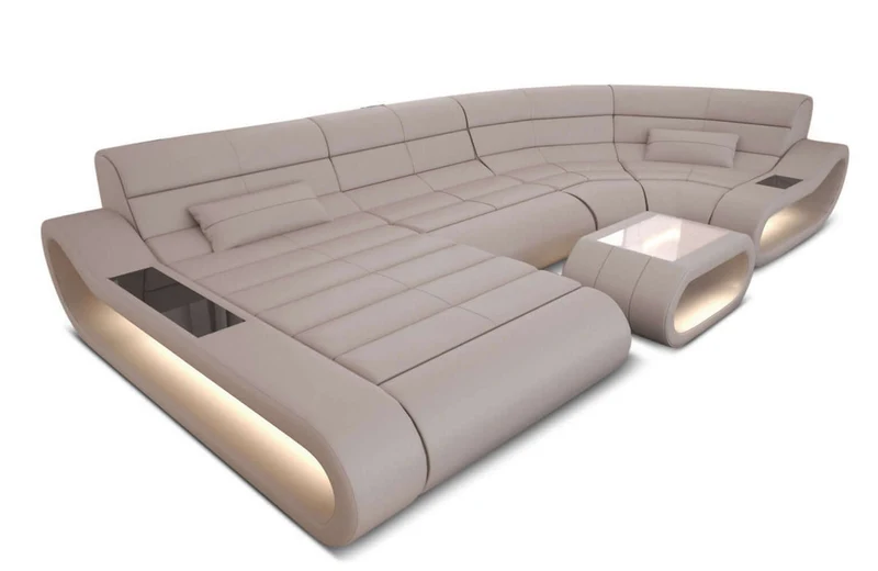 Wohnlandschaft Concept U-Form aus Leder