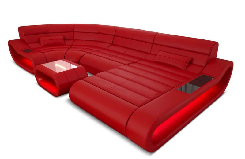Wohnlandschaft Concept U-Form aus Leder