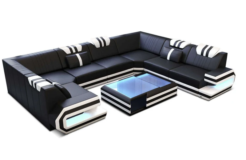 Designsofa Ragusa U-Form aus Leder