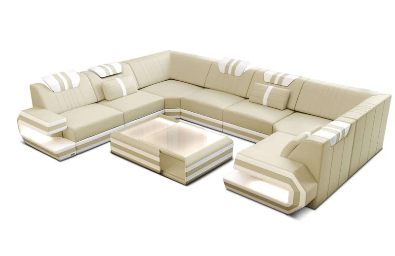 Designsofa Ragusa U-Form aus Leder